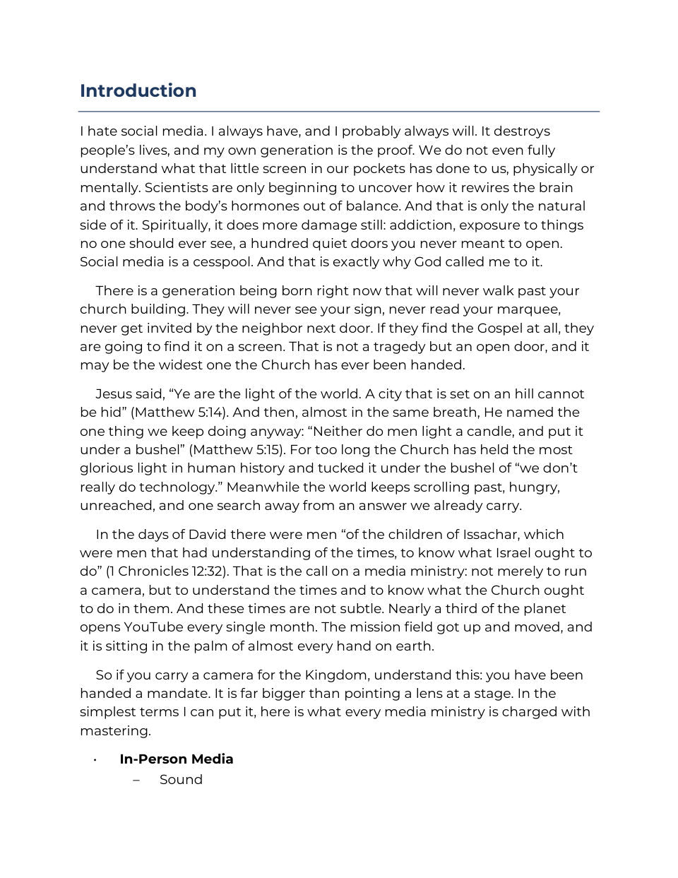 The introduction: why God called Evan to social media